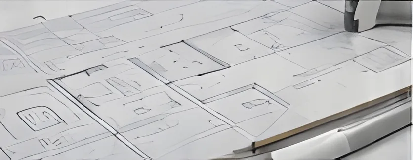 Architectural floor plans laid out on a desk